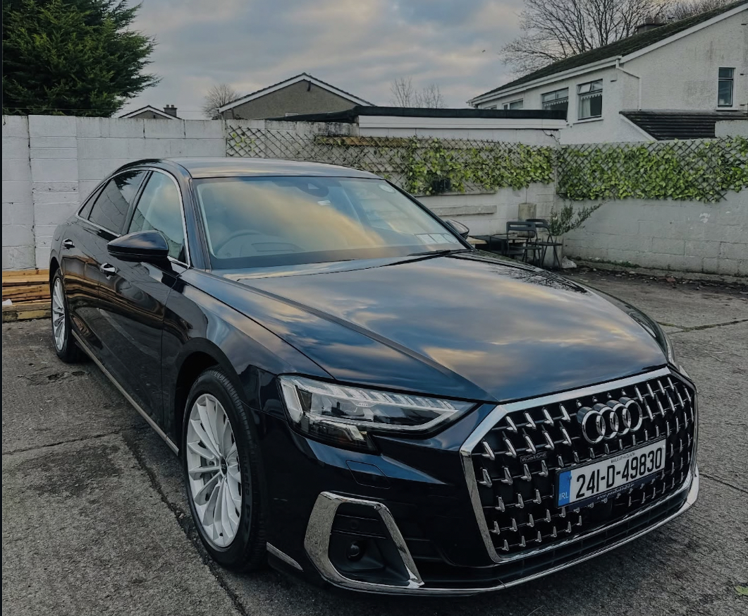 Black Audi A8 valeted on a customer driveway